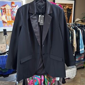 “Goop” Brand Black Blazer with Satin Lapel Large size Med-boxy oversized NEW!